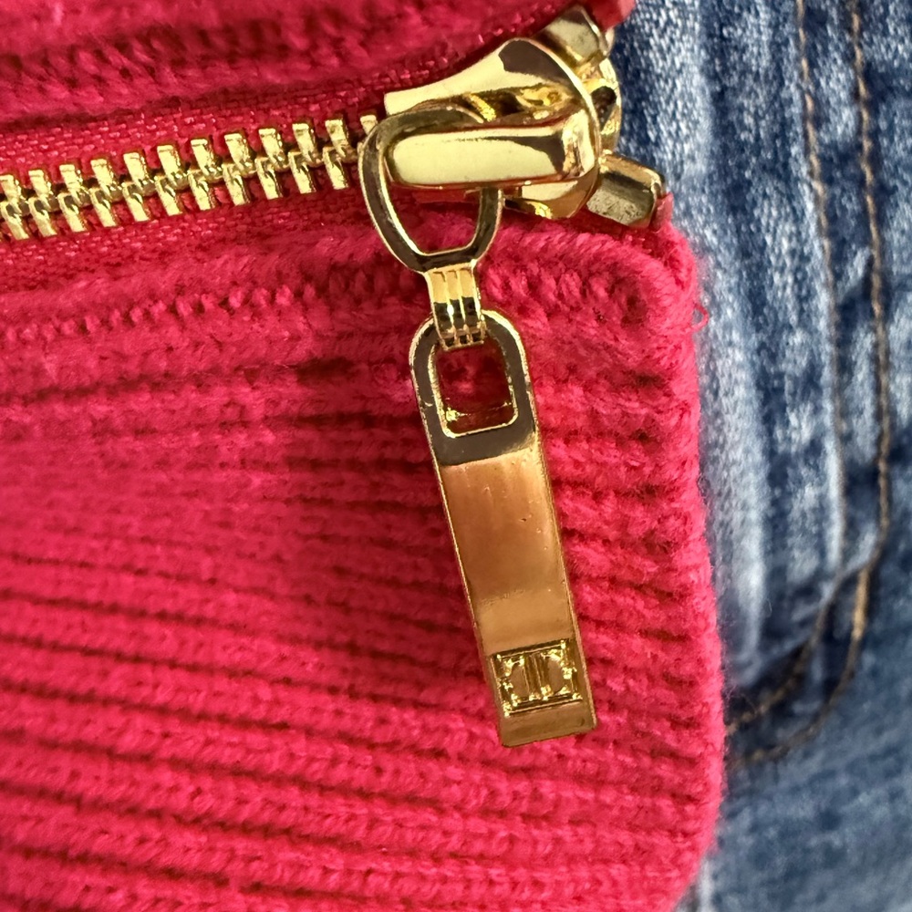 Ivanka Trump Fuchsia Pink Shawl Neck, Open Cardigan with Gold Zippers, Sz M - Picture 7 of 11